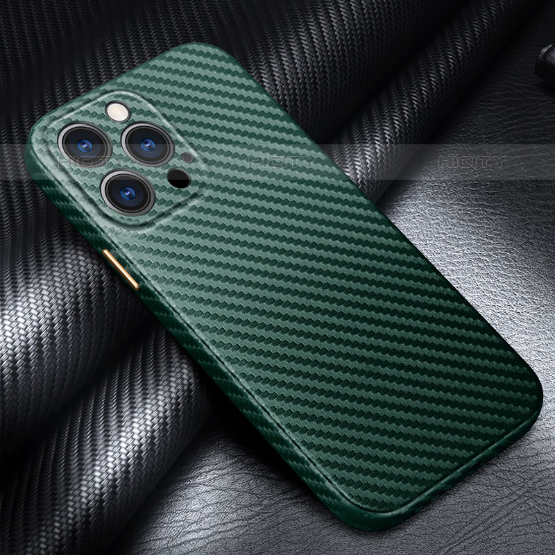 Funda Lujo Fibra de Carbon Carcasa Twill C01 para Apple iPhone 15 Pro Verde