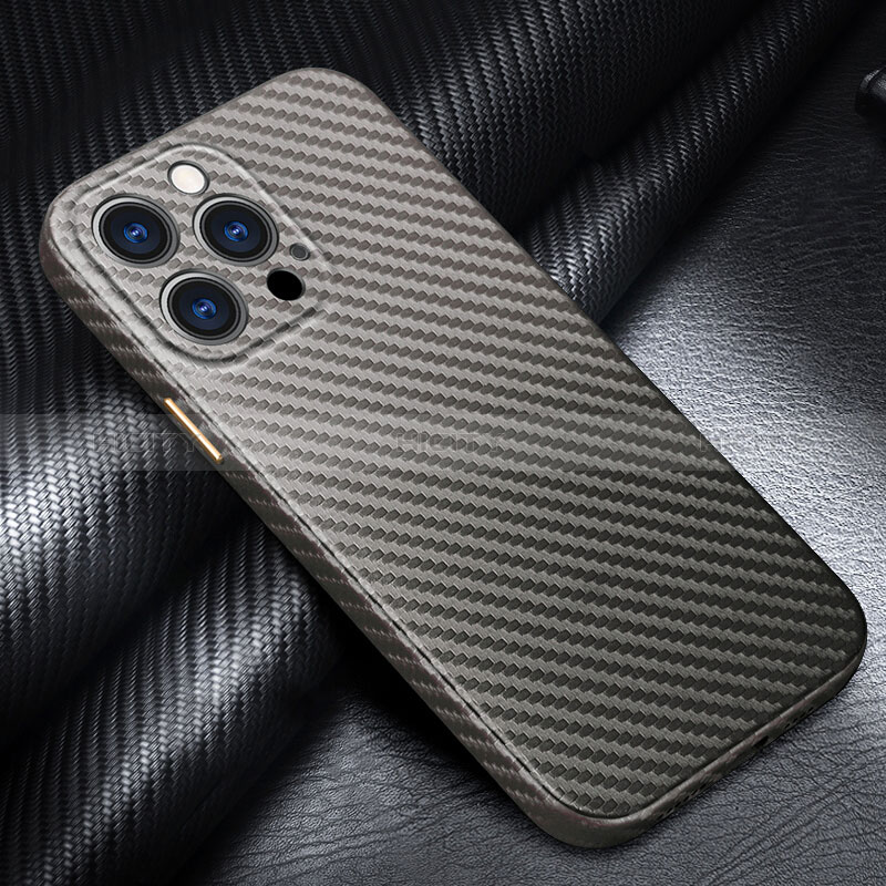 Funda Lujo Fibra de Carbon Carcasa Twill para Apple iPhone 14 Pro Gris