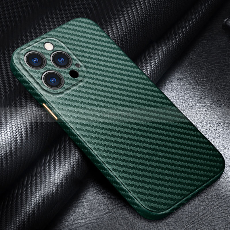 Funda Lujo Fibra de Carbon Carcasa Twill para Apple iPhone 14 Pro Max Verde