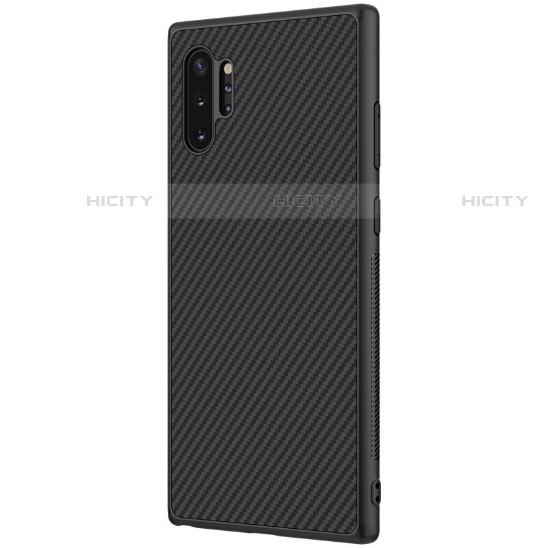 Funda Lujo Fibra de Carbon Carcasa Twill para Samsung Galaxy Note 10 Plus Negro