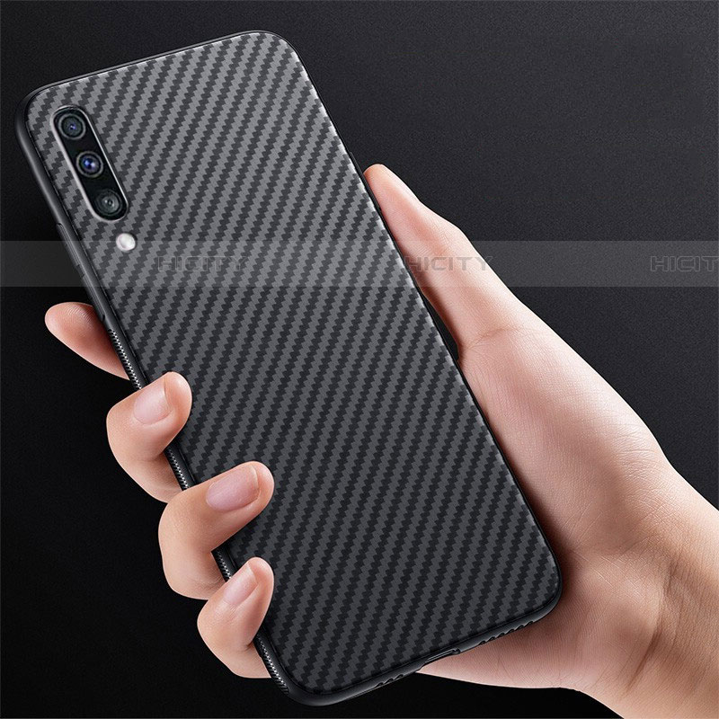 Funda Lujo Fibra de Carbon Carcasa Twill T01 para Samsung Galaxy A70 Negro