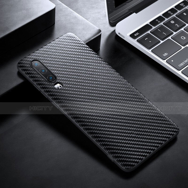 Funda Lujo Fibra de Carbon Carcasa Twill T02 para Huawei P30 Negro