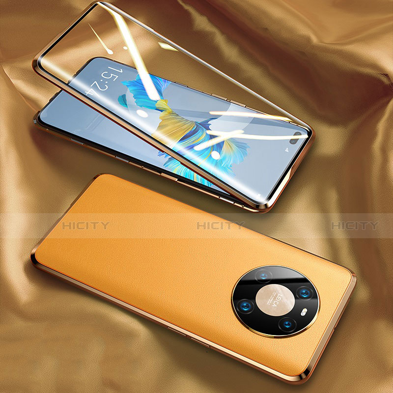 Funda Lujo Marco de Aluminio Carcasa 360 Grados K02 para Huawei Mate 40 Pro Amarillo