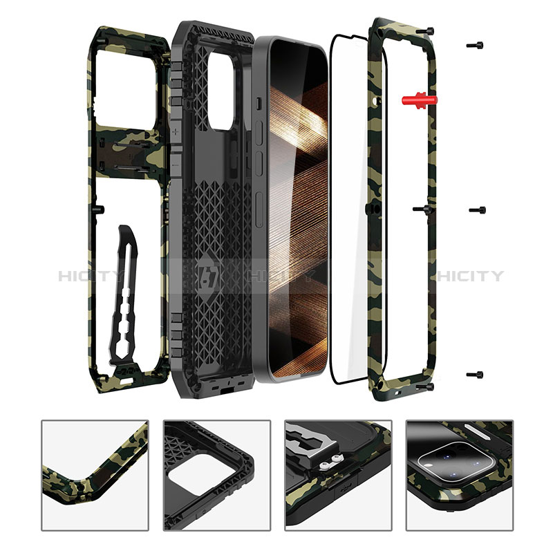 Funda Lujo Marco de Aluminio Carcasa 360 Grados LK1 para Apple iPhone 15