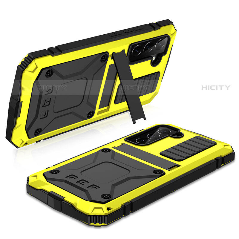 Funda Lujo Marco de Aluminio Carcasa 360 Grados M01 para Samsung Galaxy S21 5G Amarillo