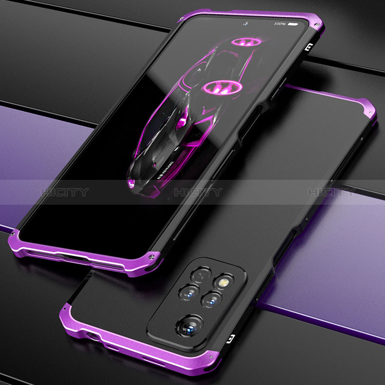 Funda Lujo Marco de Aluminio Carcasa 360 Grados P01 para Xiaomi Mi 11i 5G (2022) Morado