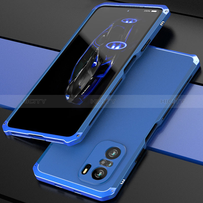 Funda Lujo Marco de Aluminio Carcasa 360 Grados P01 para Xiaomi Mi 11X 5G Azul