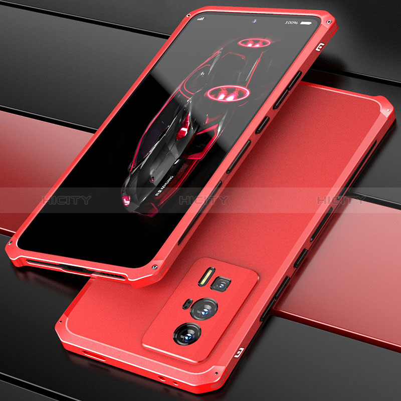 Funda Lujo Marco de Aluminio Carcasa 360 Grados P01 para Xiaomi Redmi K60 5G Rojo