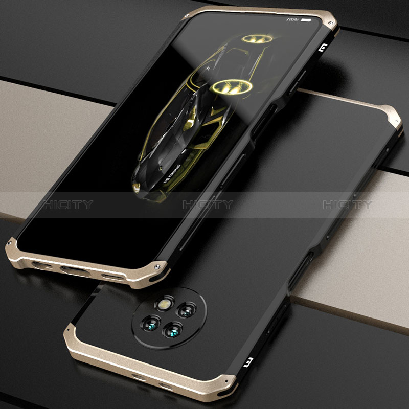 Funda Lujo Marco de Aluminio Carcasa 360 Grados P01 para Xiaomi Redmi Note 9T 5G Oro y Negro