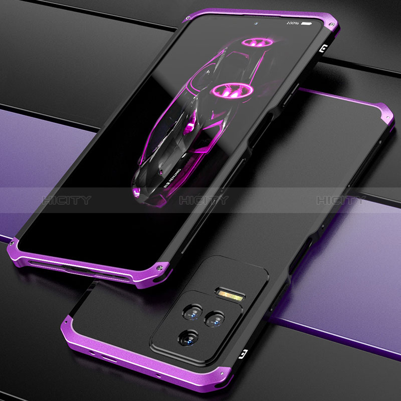 Funda Lujo Marco de Aluminio Carcasa 360 Grados P02 para Xiaomi Redmi K50 5G Morado