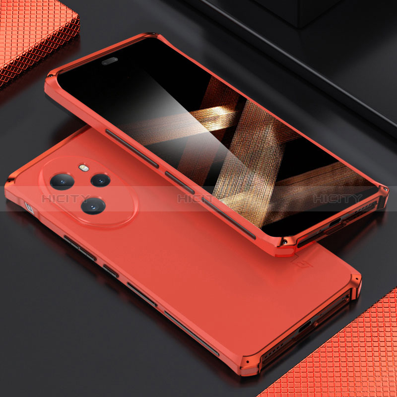 Funda Lujo Marco de Aluminio Carcasa 360 Grados para Huawei Honor 100 Pro 5G Rojo