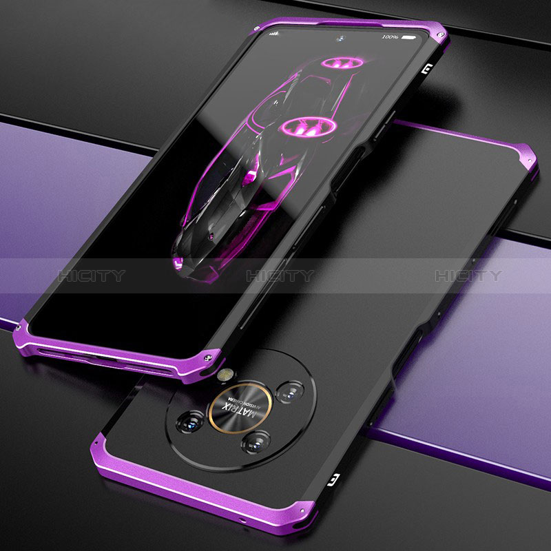 Funda Lujo Marco de Aluminio Carcasa 360 Grados para Huawei Honor Magic4 Lite 5G Morado