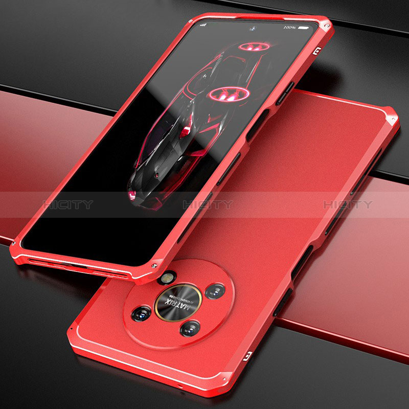 Funda Lujo Marco de Aluminio Carcasa 360 Grados para Huawei Honor Magic4 Lite 5G Rojo