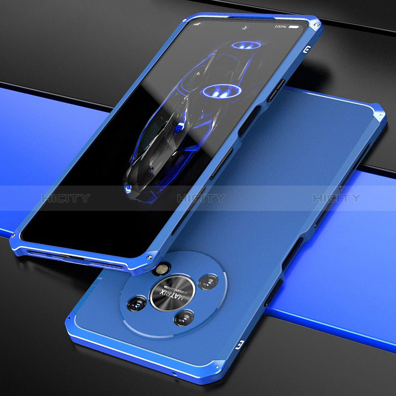 Funda Lujo Marco de Aluminio Carcasa 360 Grados para Huawei Honor X9 5G Azul