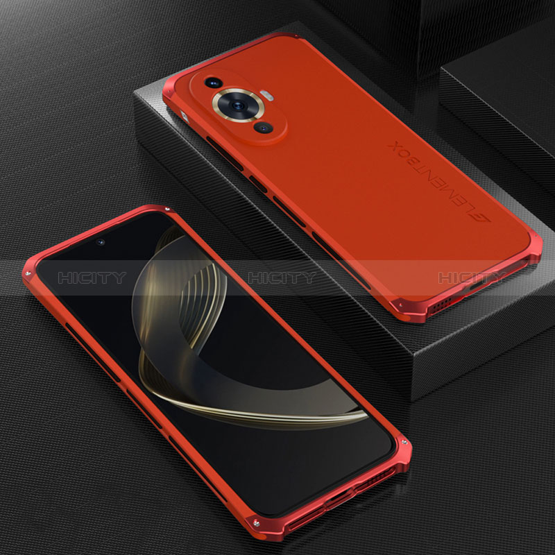 Funda Lujo Marco de Aluminio Carcasa 360 Grados para Huawei Nova 11 Rojo