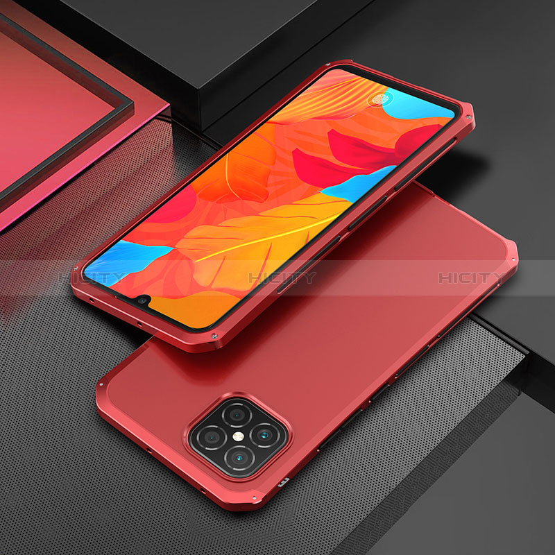 Funda Lujo Marco de Aluminio Carcasa 360 Grados para Huawei Nova 8 SE 4G Rojo