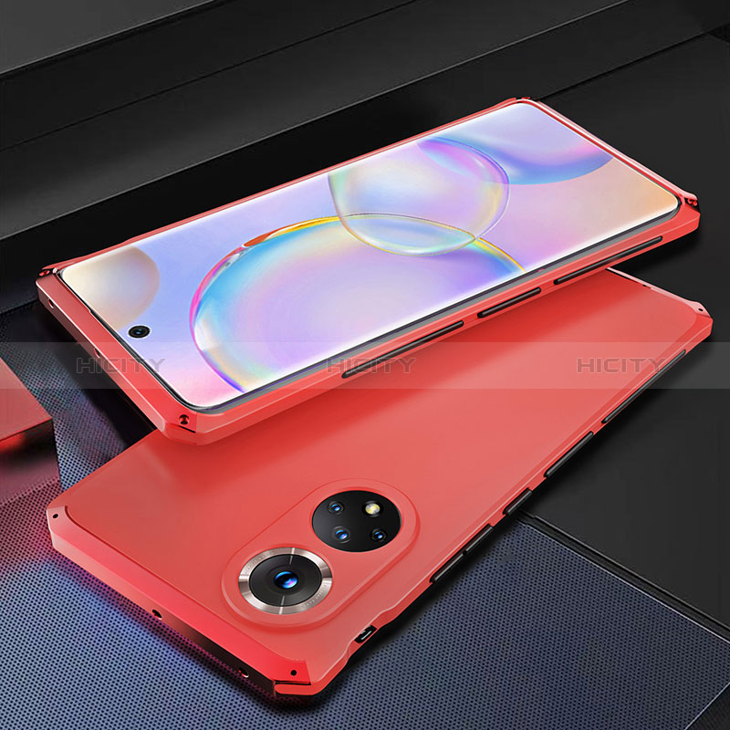 Funda Lujo Marco de Aluminio Carcasa 360 Grados para Huawei Nova 9 Rojo