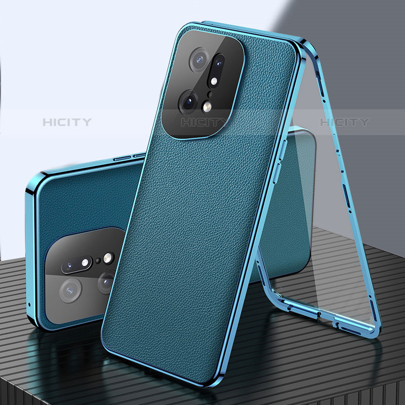 Funda Lujo Marco de Aluminio Carcasa 360 Grados para Oppo Find X5 Pro 5G Verde