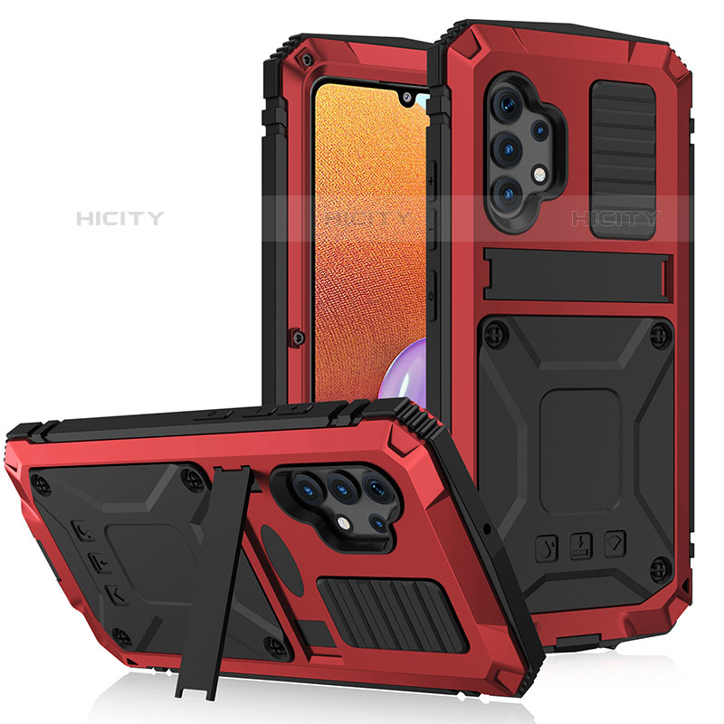 Funda Lujo Marco de Aluminio Carcasa 360 Grados para Samsung Galaxy M32 5G Rojo