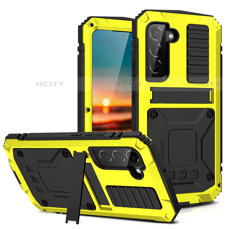 Funda Lujo Marco de Aluminio Carcasa 360 Grados para Samsung Galaxy S23 5G Amarillo