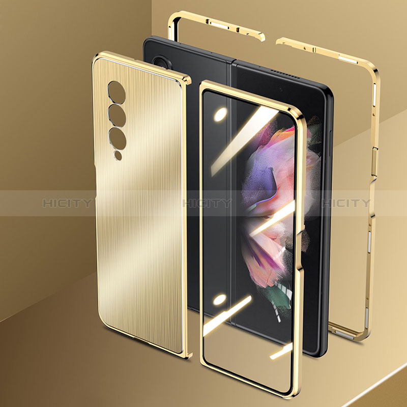 Funda Lujo Marco de Aluminio Carcasa 360 Grados para Samsung Galaxy Z Fold3 5G Oro