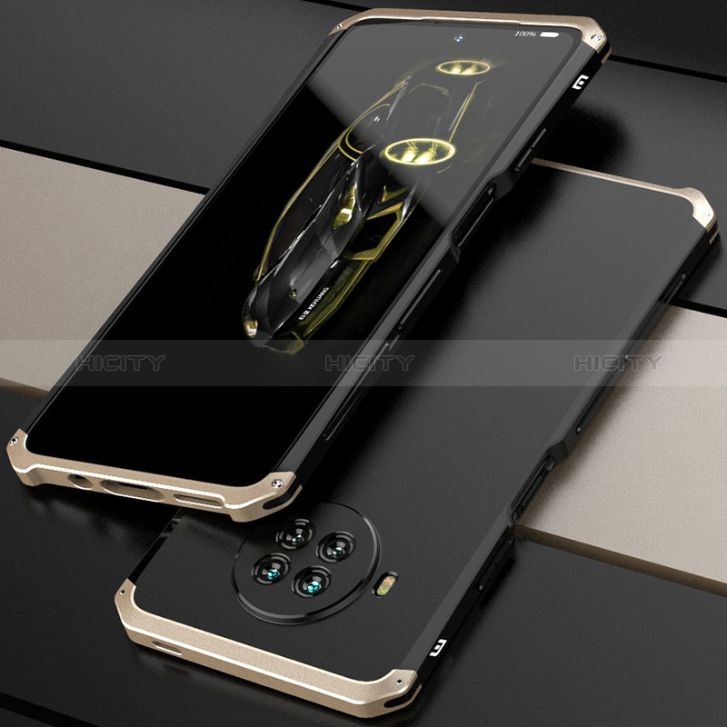 Funda Lujo Marco de Aluminio Carcasa 360 Grados para Xiaomi Mi 10T Lite 5G Oro y Negro