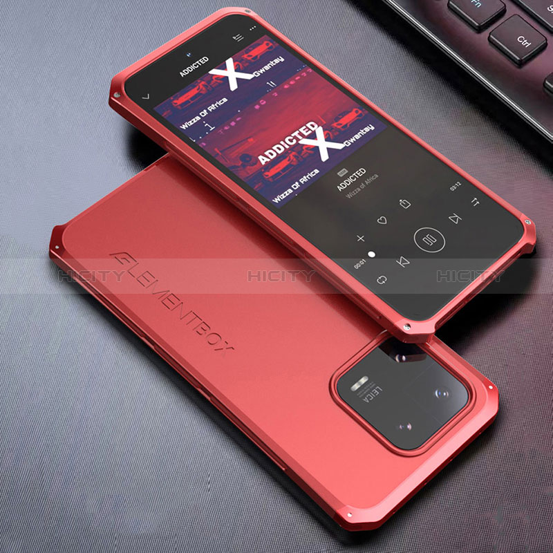 Funda Lujo Marco de Aluminio Carcasa 360 Grados para Xiaomi Mi 13 5G Rojo