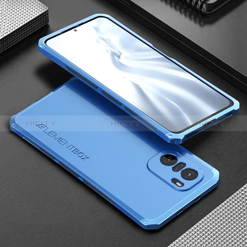 Funda Lujo Marco de Aluminio Carcasa 360 Grados para Xiaomi Poco F3 5G Azul