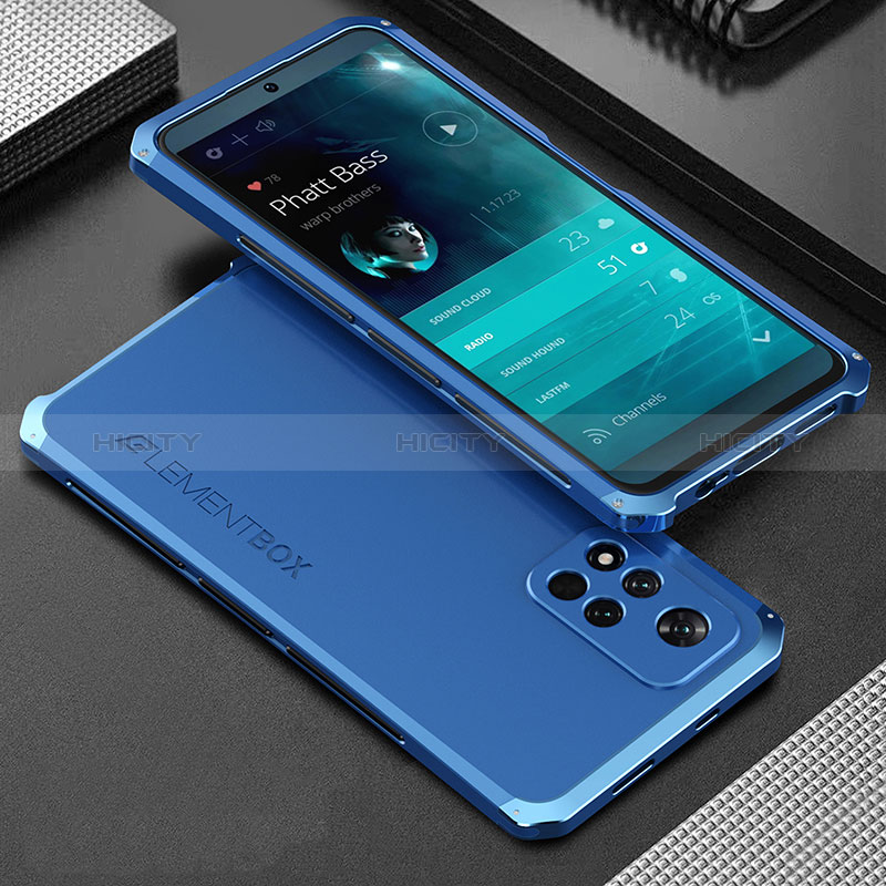 Funda Lujo Marco de Aluminio Carcasa 360 Grados para Xiaomi Poco X4 NFC Azul