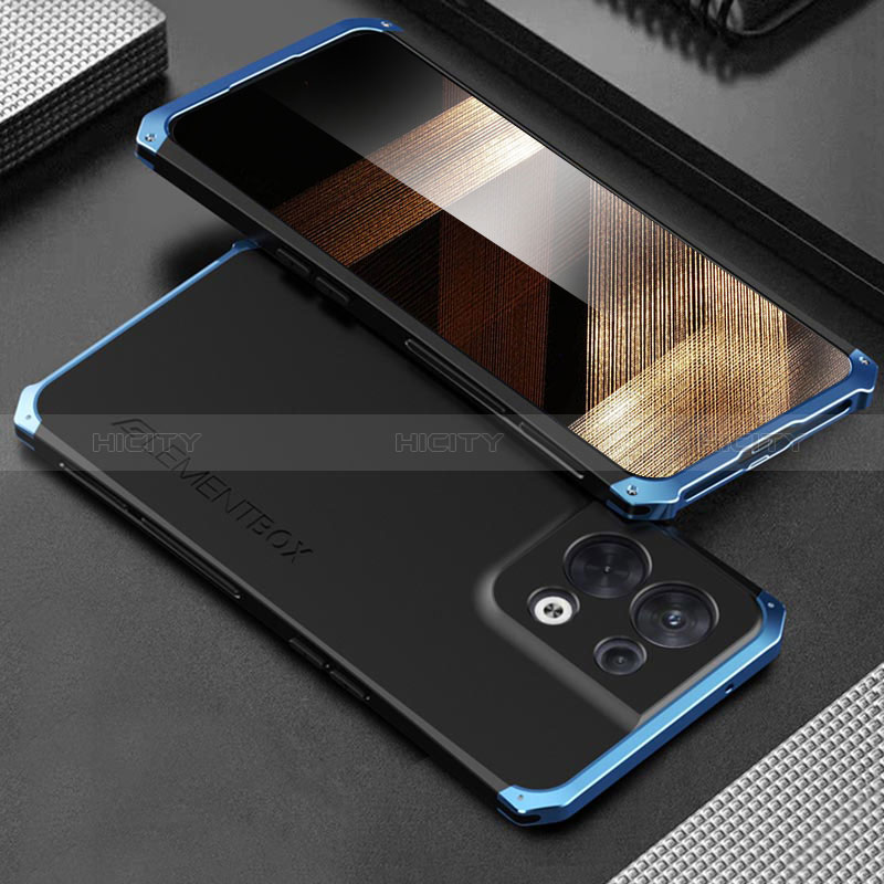 Funda Lujo Marco de Aluminio Carcasa 360 Grados para Xiaomi Redmi Note 13 5G Azul y Negro