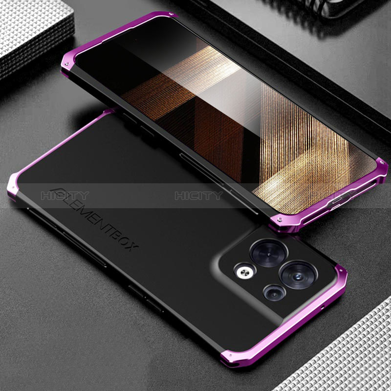 Funda Lujo Marco de Aluminio Carcasa 360 Grados para Xiaomi Redmi Note 13 Pro 5G Morado