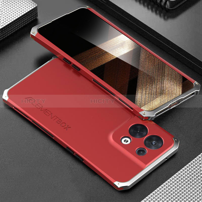 Funda Lujo Marco de Aluminio Carcasa 360 Grados para Xiaomi Redmi Note 13 Pro 5G Plata y Rojo