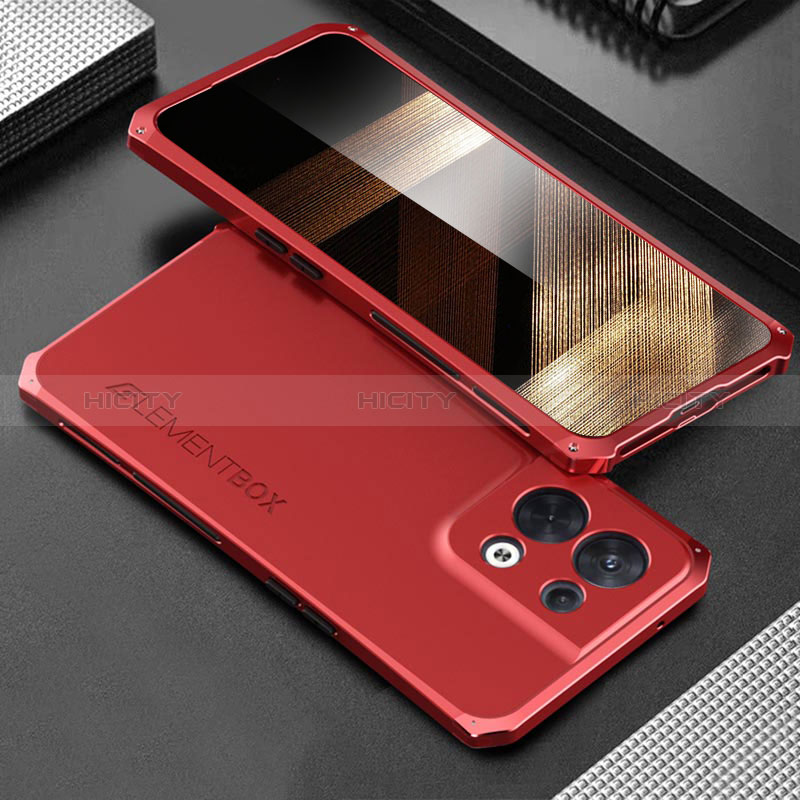 Funda Lujo Marco de Aluminio Carcasa 360 Grados para Xiaomi Redmi Note 13 Pro 5G Rojo