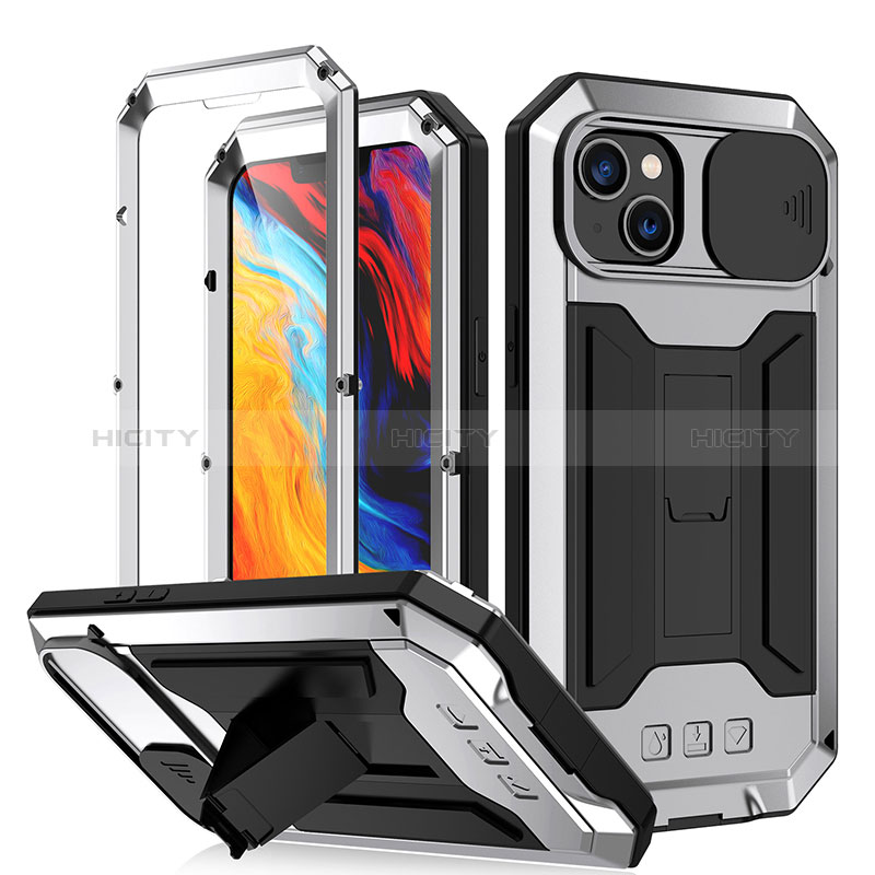 Funda Lujo Marco de Aluminio Carcasa 360 Grados RJ2 para Apple iPhone 13