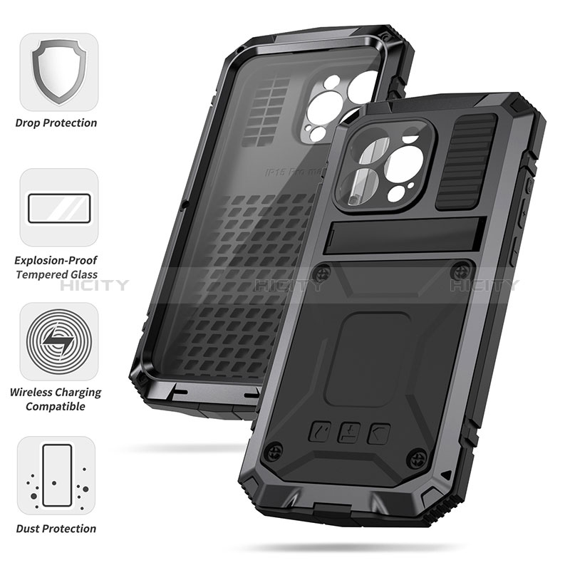 Funda Lujo Marco de Aluminio Carcasa 360 Grados RJ4 para Apple iPhone 13 Pro Max