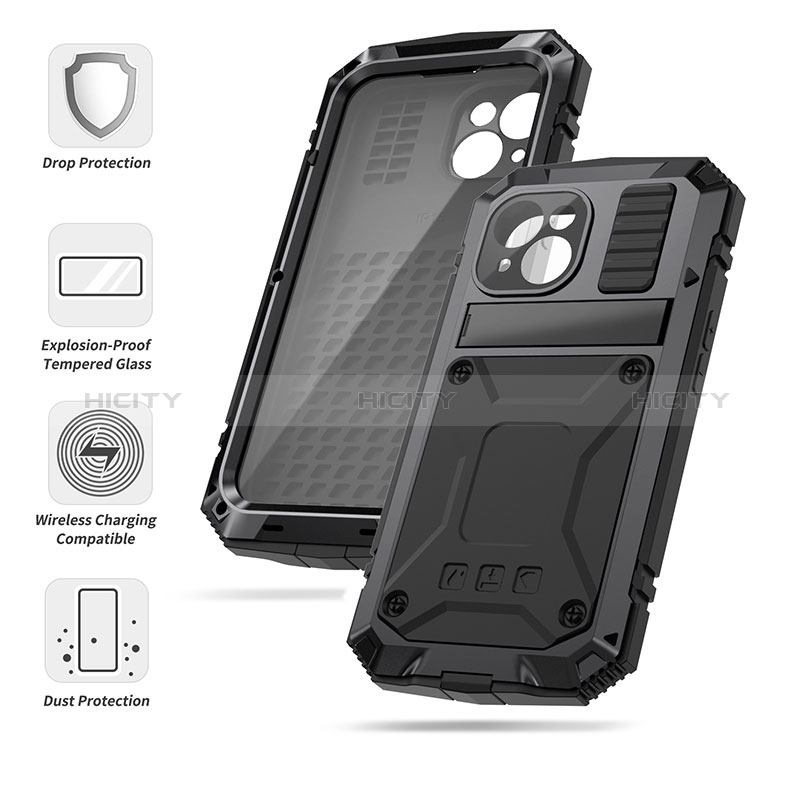 Funda Lujo Marco de Aluminio Carcasa 360 Grados RJ4 para Apple iPhone 14 Plus