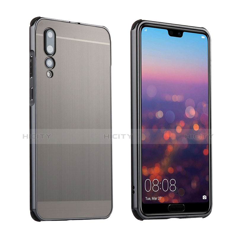 Funda Lujo Marco de Aluminio Carcasa A01 para Huawei P20 Pro Gris