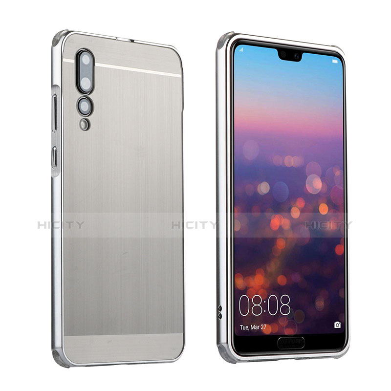 Funda Lujo Marco de Aluminio Carcasa A01 para Huawei P20 Pro Plata