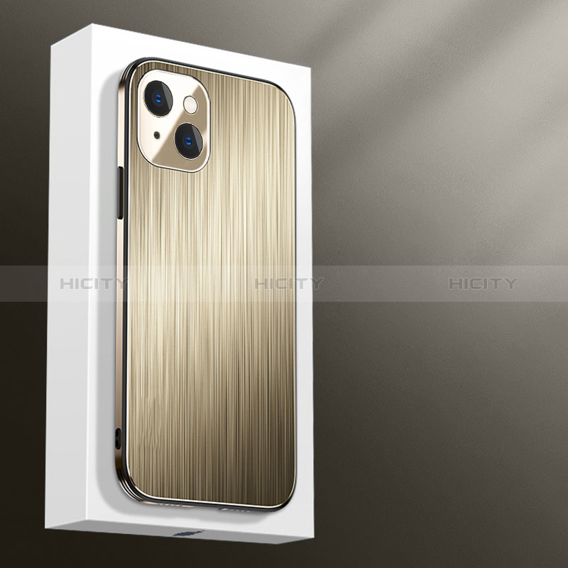 Funda Lujo Marco de Aluminio Carcasa M01 para Apple iPhone 15 Oro