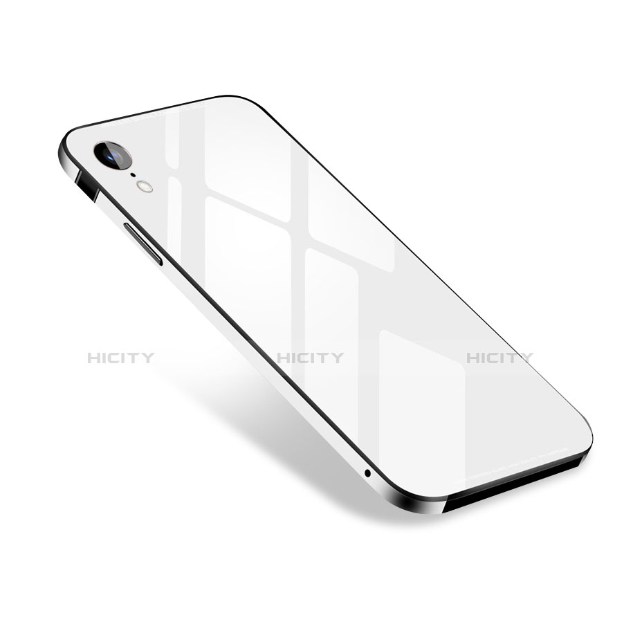 Funda Lujo Marco de Aluminio Carcasa M01 para Apple iPhone XR Blanco