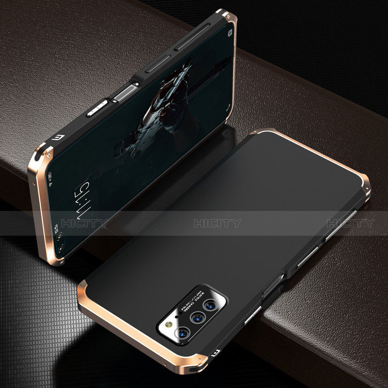 Funda Lujo Marco de Aluminio Carcasa M01 para Huawei Honor V30 5G Oro y Negro