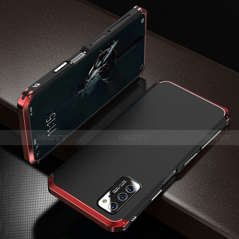 Funda Lujo Marco de Aluminio Carcasa M01 para Huawei Honor V30 Pro 5G Rojo y Negro