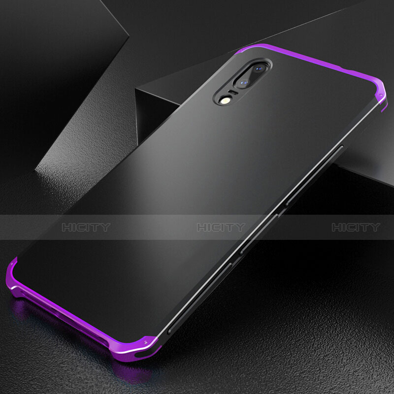 Funda Lujo Marco de Aluminio Carcasa M01 para Huawei P20 Morado