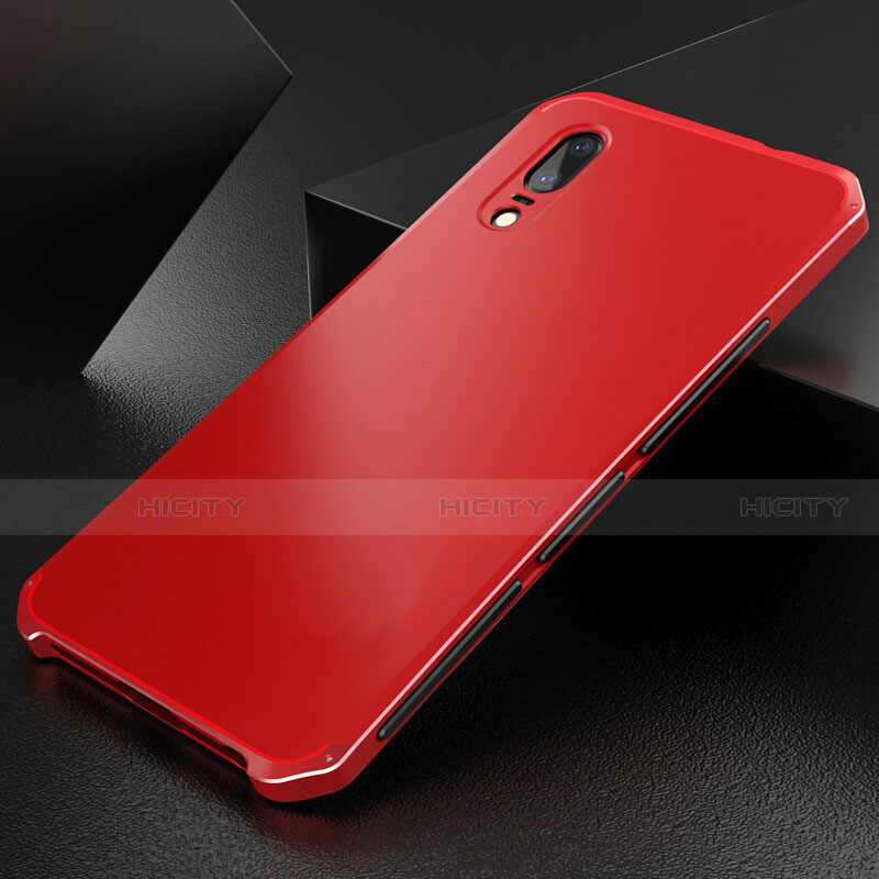 Funda Lujo Marco de Aluminio Carcasa M01 para Huawei P20 Rojo