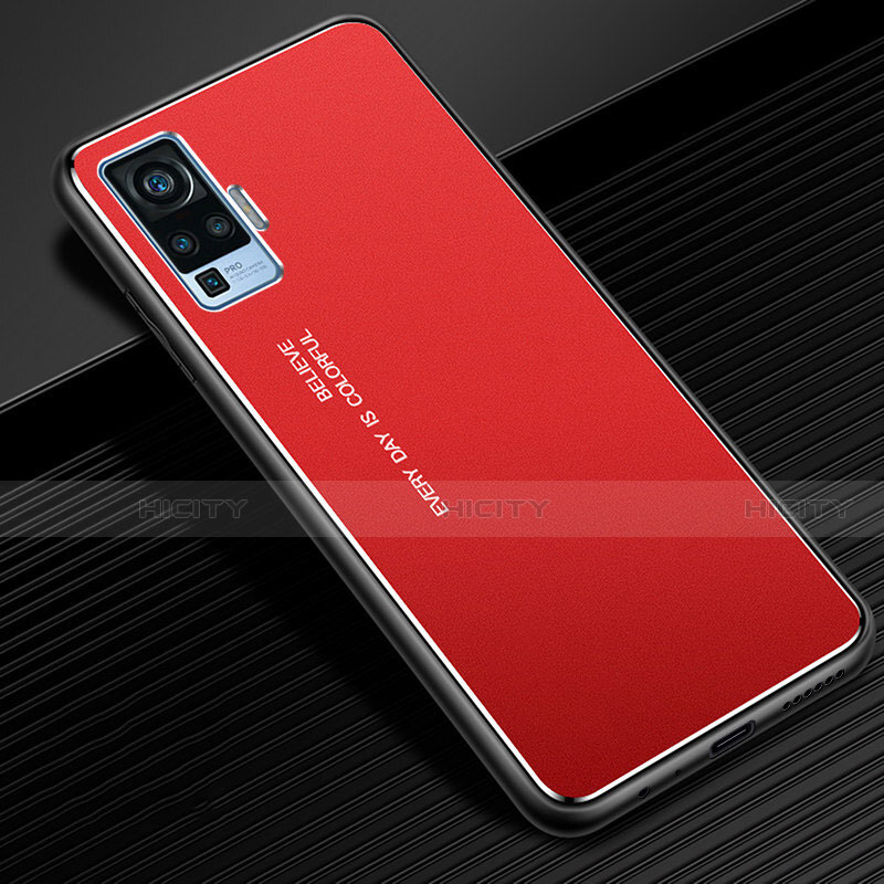 Funda Lujo Marco de Aluminio Carcasa M03 para Vivo X50 Pro 5G Rojo