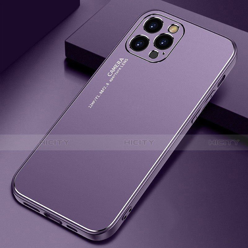 Funda Lujo Marco de Aluminio Carcasa M04 para Apple iPhone 14 Pro Max Morado