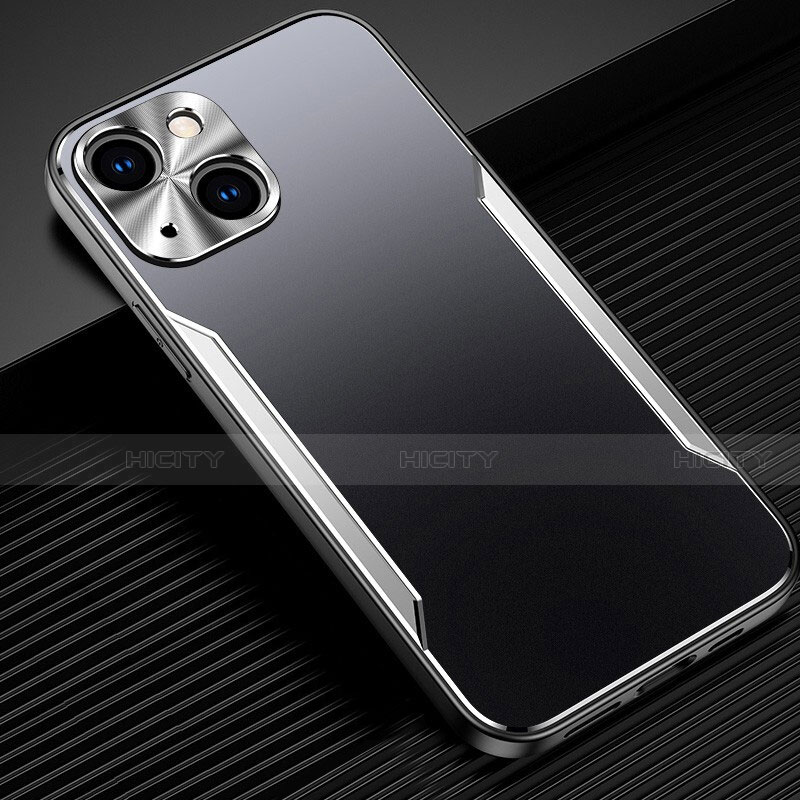 Funda Lujo Marco de Aluminio Carcasa M05 para Apple iPhone 13 Plata