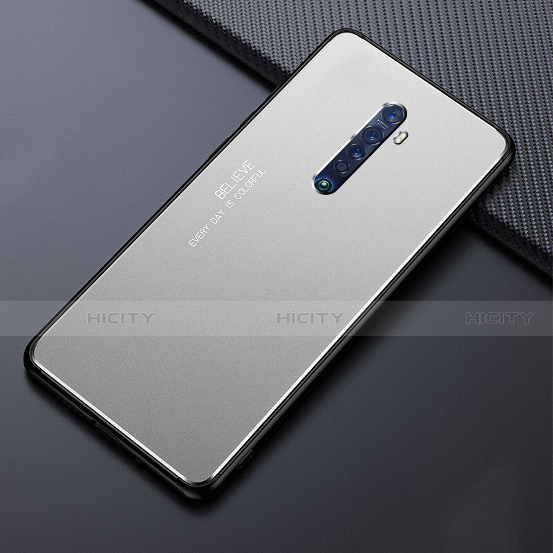 Funda Lujo Marco de Aluminio Carcasa M05 para Oppo Reno2 Plata