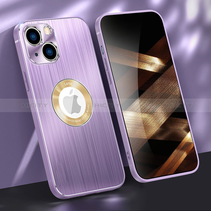 Funda Lujo Marco de Aluminio Carcasa M08 para Apple iPhone 15 Morado