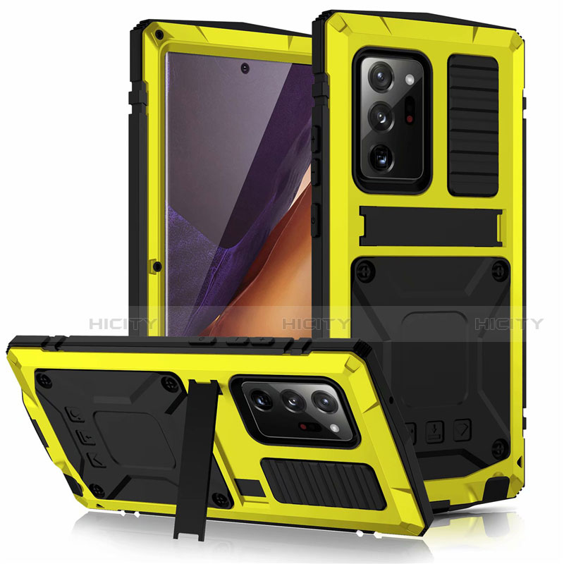 Funda Lujo Marco de Aluminio Carcasa N03 para Samsung Galaxy Note 20 Ultra 5G Amarillo